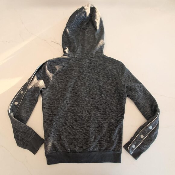Victoriaβs Secret PINK Sz XS Snap Button Sleeve Full Zip Hoodie Gray Sweater Top - Picture 8 of 11